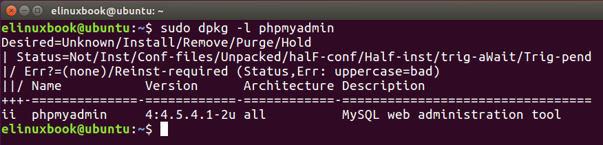 Checking if is PHPMyAdmin installed or not by dpkg command