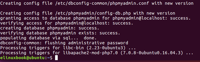 PHPMyAdmin Installed Successfully