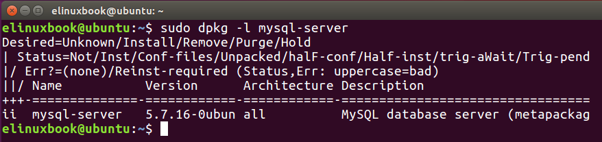 Checking if is MySQL Server installed or not by dpkg command