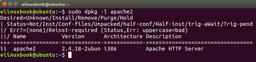 Checking if is apache2 installed or not by dpkg command