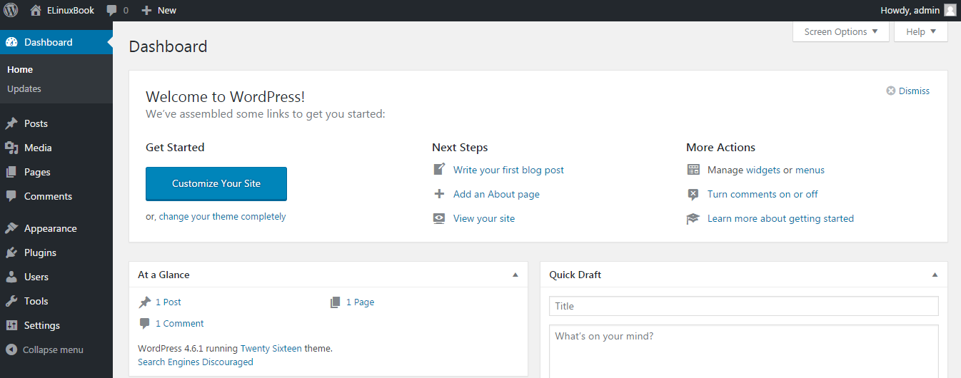 Wordpress Dashboard