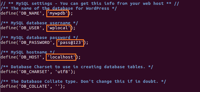 Configure MySQL Database with WordPress Configuration File