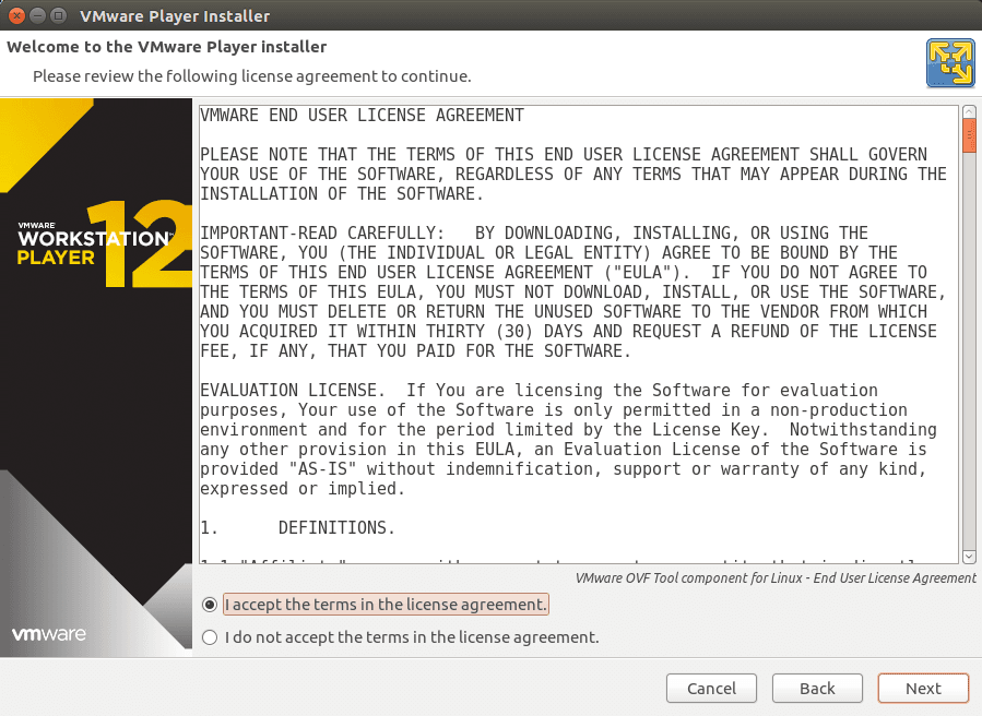 Accept the License Agreement