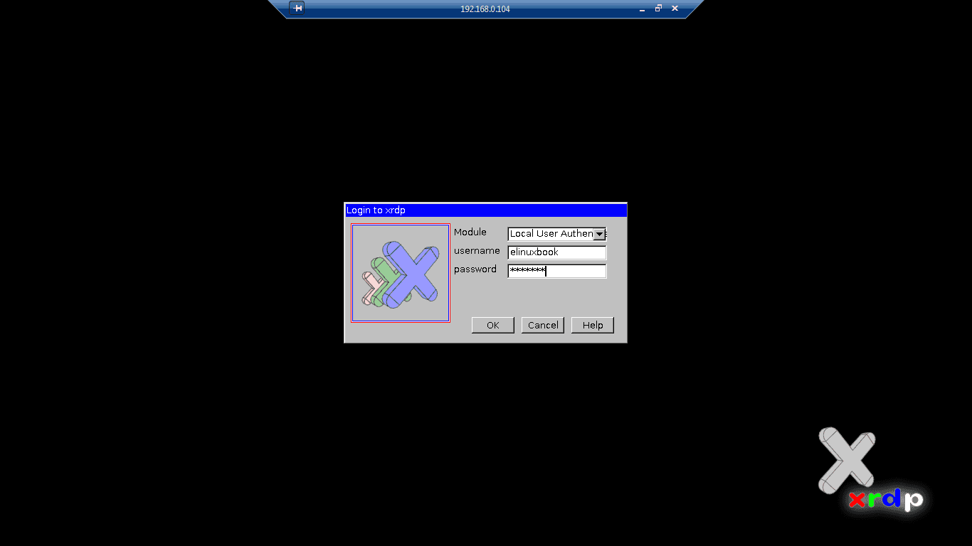 Enter Username and Password to Authentication with XRDP Server
