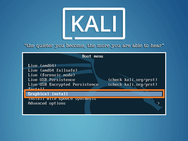 Start Kali Linux Installation