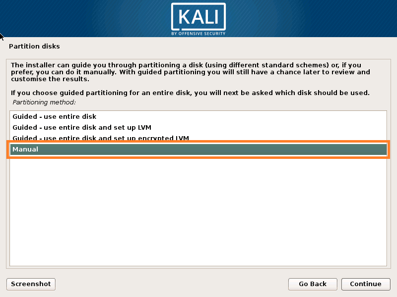 Manual Disk Partitioning